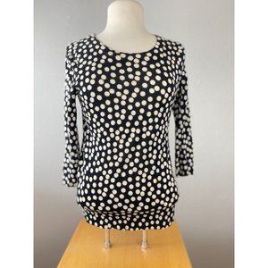 Women's J. Crew XS Merino Wool Sweater Crewneck Polka Dot Black White Thin Knit